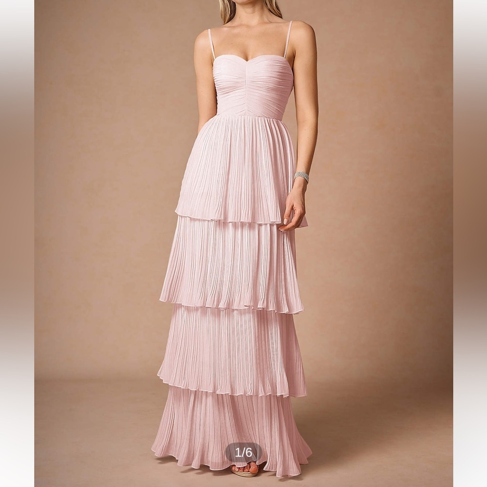 Elegant Pink Tiered Maxi Dress